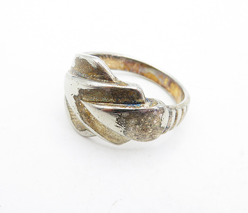 925 Sterling Silver  Vintage Shiny Arrow Design Band Ring Sz 7.5  RG5568