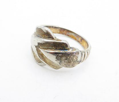 925 Sterling Silver  Vintage Shiny Arrow Design Band Ring Sz 7.5  RG5568