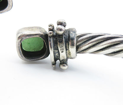 925 Sterling Silver  Vintage Dark Tone Jade Twist Bypass Cuff Bracelet  BT2255