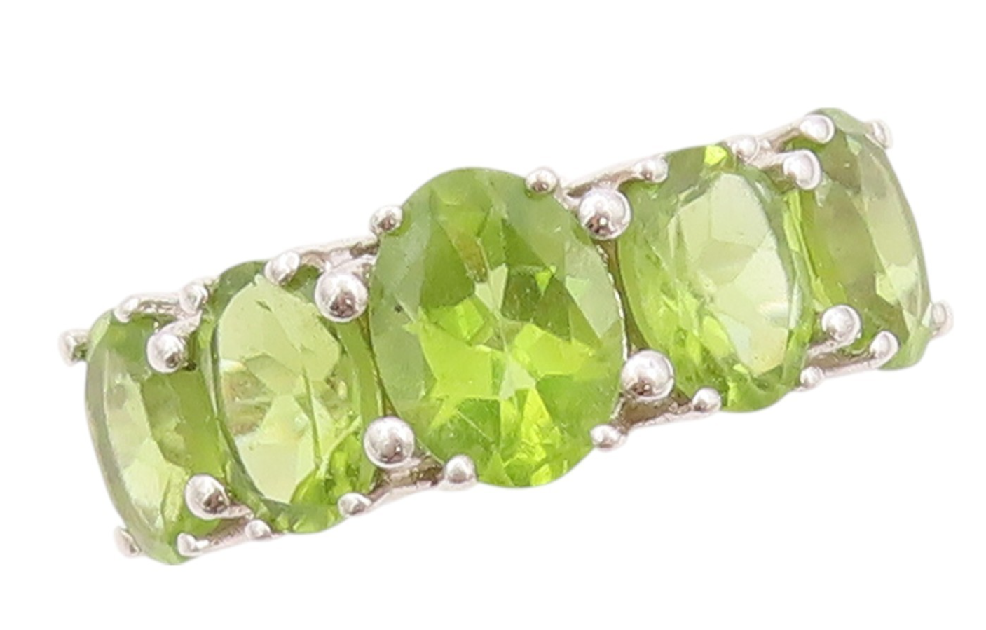 925 Sterling Silver Vintage Ring Minimalist Oval Cut Peridot  Sz 5  RG32435