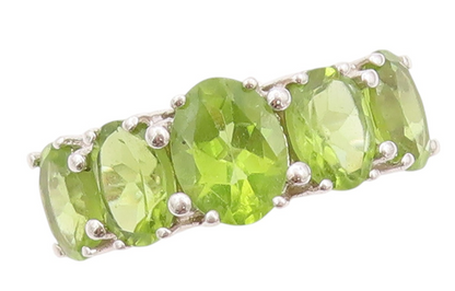 925 Sterling Silver Vintage Ring Minimalist Oval Cut Peridot  Sz 5  RG32435