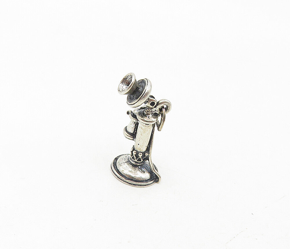 BEAU 925 Sterling Silver  Vintage Old Fashioned Telephone Pendant  PT6780