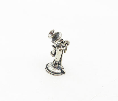 BEAU 925 Sterling Silver  Vintage Old Fashioned Telephone Pendant  PT6780