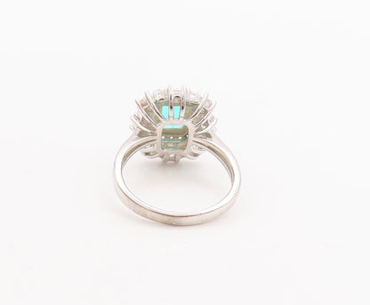 925 Sterling Silver Vintage Ring Rectangle Cut Two Tone CZ  Sz 7  RG29591