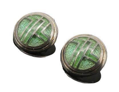 925 Sterling Silver  Vintage Dichroic Glass Round Non Pierce Earrings  EG11401