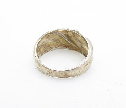 925 Sterling Silver  Vintage Shiny Fluted Detail Petite Band Ring Sz 6  RG5354