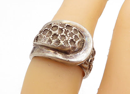 925 Sterling Silver Vintage Antique Dark Tone Buckle Band Ring Sz 6 RG5132