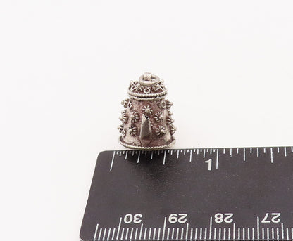 925 Sterling Silver Vintage Pendant Solid Coiled Floral Carved Tea Pot  PT23163