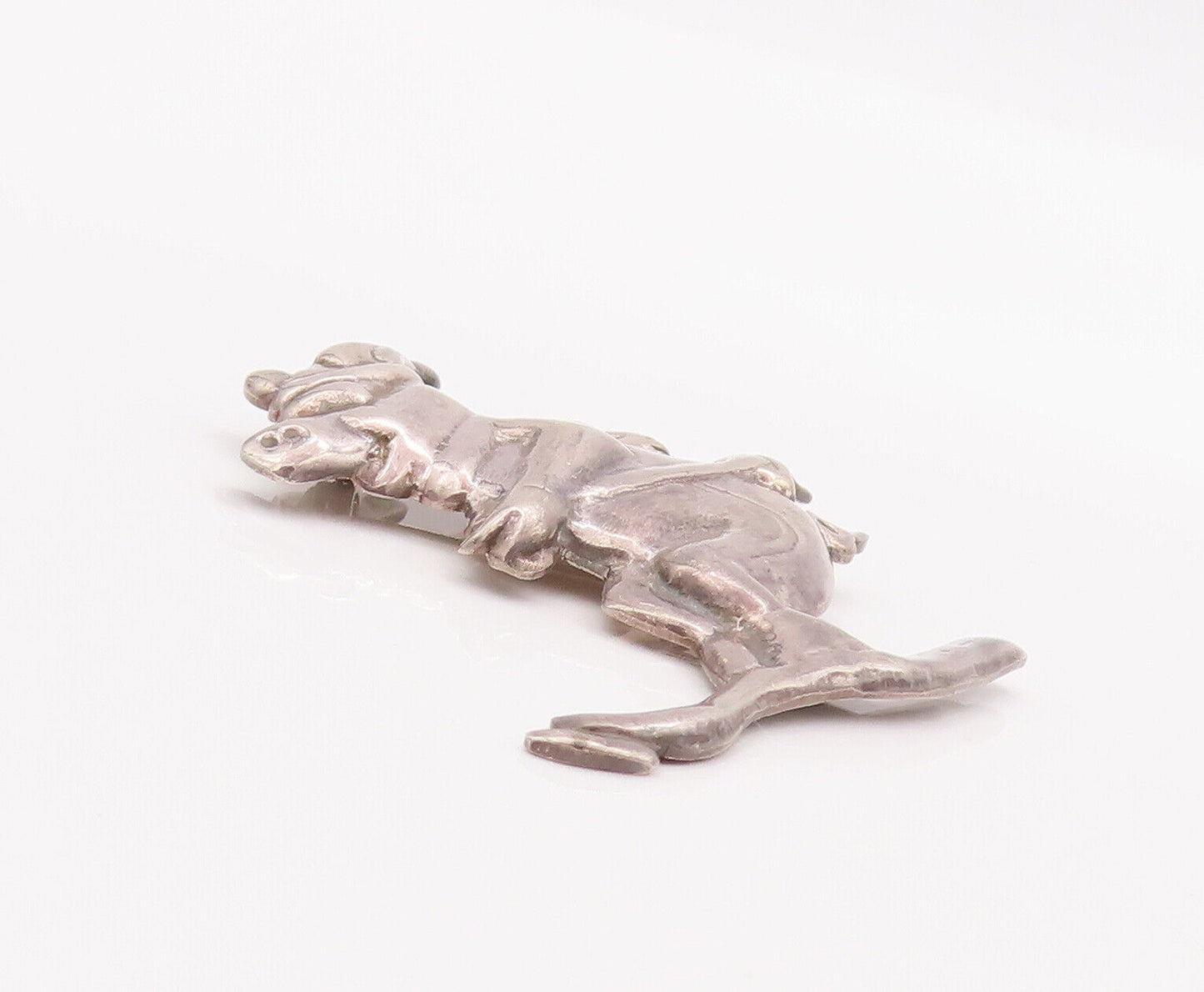925 Sterling Silver Vintage Brooch Pin MEXICO Carved Happy Skiing Pig  BP10799