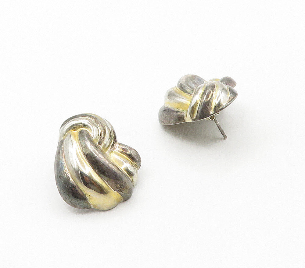 925 Sterling Silver  Vintage Fluted Ribbon Hollow Drop Earrings  EG7875