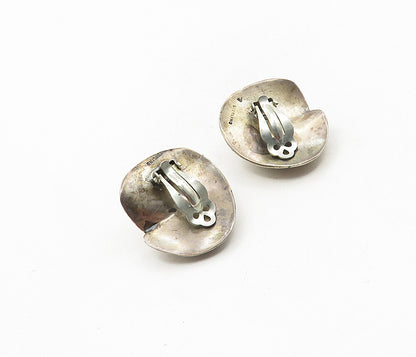925 Sterling Silver  Vintage Dark Tone Hollow Non Pierce Earrings  EG4633