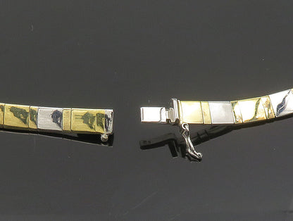 925 Sterling Silver  Vintage Two Tone Square Pattern Necklace  NE3815