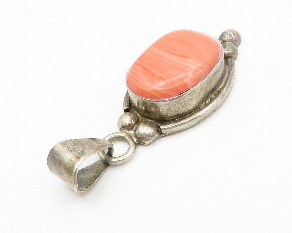 MEXICO 925 Sterling Silver Vintage Cabochon Rhodochrosite Pendant PT10575