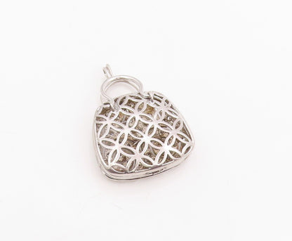 925 Sterling Silver Vintage Pendant Round CZ Openwork Handbag OPENS  PT25792