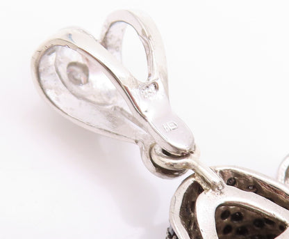 925 Sterling Silver Vintage Pendant Sparkling CZ Clustered Grim Reaper  PT25079