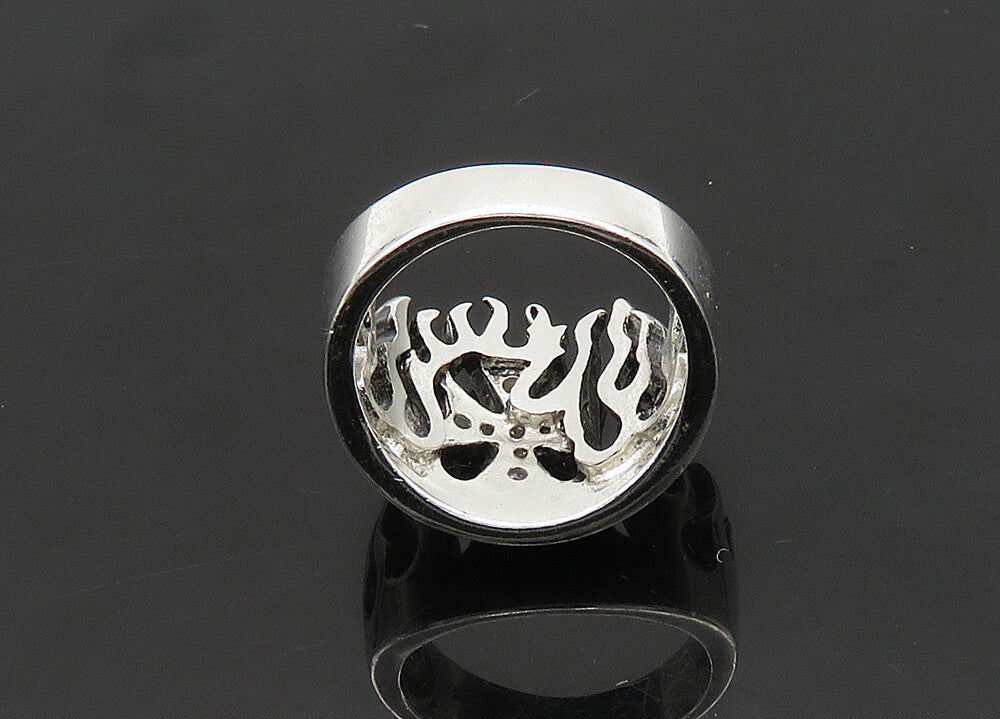 925 Sterling Silver  Vintage Topaz Fire Flames Cross Band Ring Sz 6  RG21001