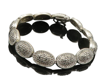 925 Silver  Vintage Genuine Black & White Diamonds Chain Bracelet  BT5983