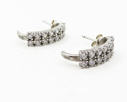 925 Sterling Silver  Sparkling Cubic Zirconia Curved Drop Earrings  EG6299