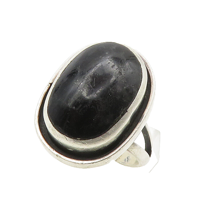MEXICO 925 Sterling Silver  Vintage Black Onyx Cocktail Ring Sz 8  RG16099