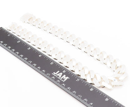 925 Sterling Silver Vintage Necklace Designer Large CZ Inlay Curb Links NE4531