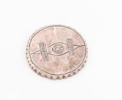 925 Sterling Silver Vintage Pendant Etched Ancient Symbol Medallion  PT25195