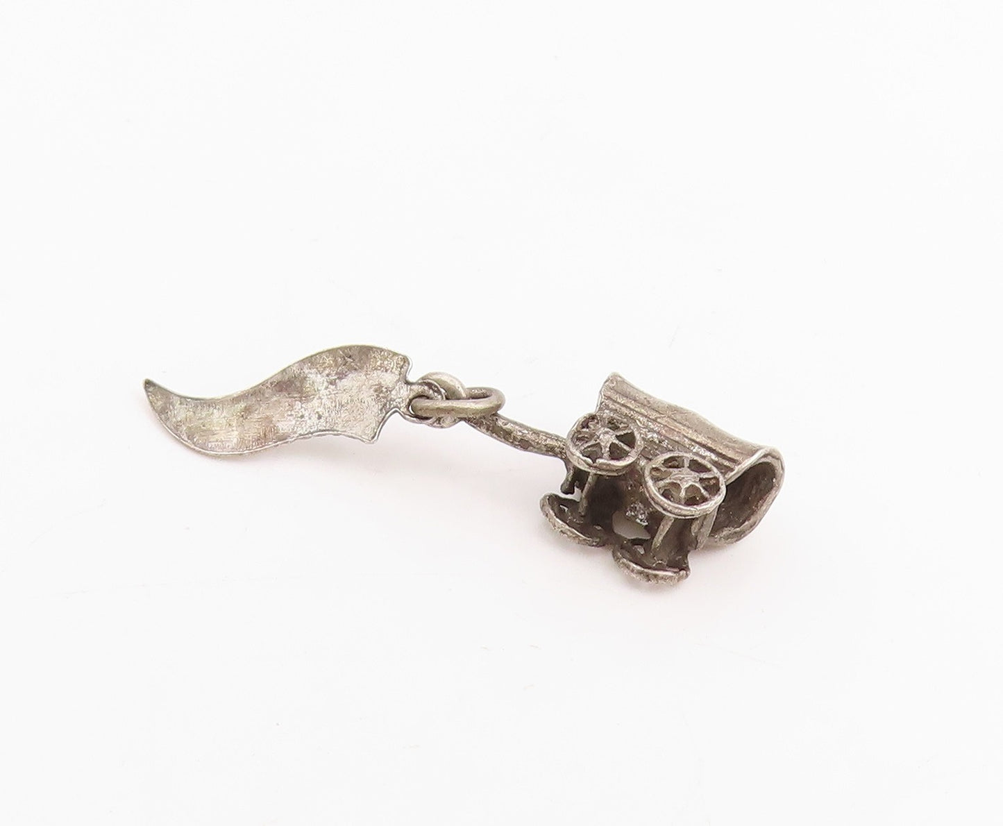 925 Sterling Silver Vintage Pendant Engraved Medora ND Carriage Wheels  PT25227
