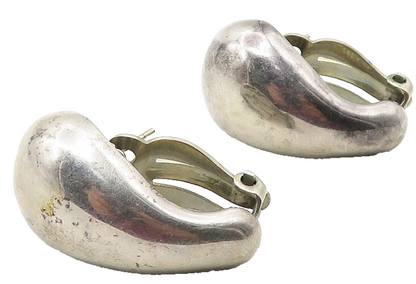 925 Sterling Silver  Vintage Smooth Hollow Curved Design Drop Earrings  EG5918