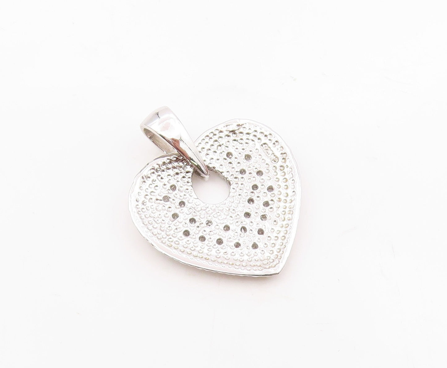 925 Sterling Silver   Shiny Genuine Diamonds Love Heart Drop Pendant  PT15007