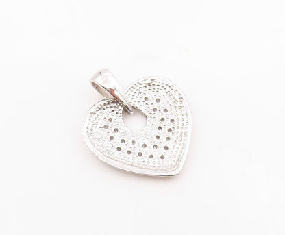 925 Sterling Silver   Shiny Genuine Diamonds Love Heart Drop Pendant  PT15007