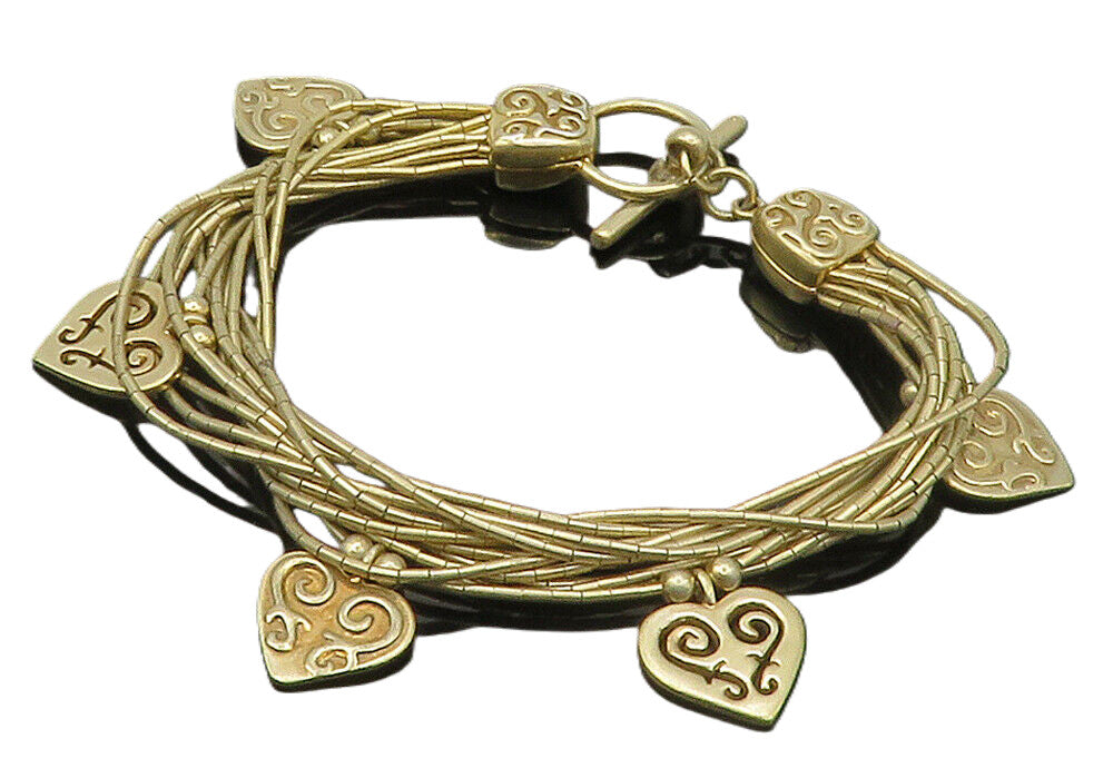 SHUBE 925 Sterling Silver Vintage Love Heart Multi Strand Chain Bracelet BT6004