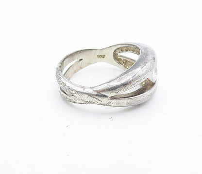 925 Sterling Silver Vintage Cubic Zirconia Shiny Split Band Ring Sz 7 RG5186
