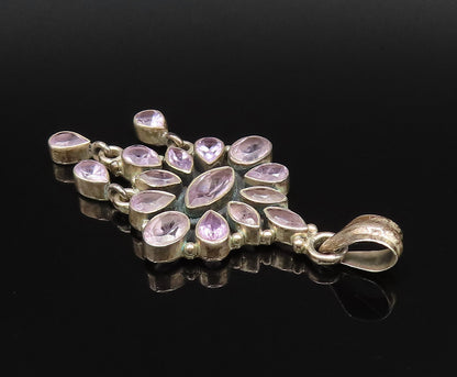 925 Sterling Silver  Vintage Multi Pear Shaped Gemstone Dangle Pendant  PT21765