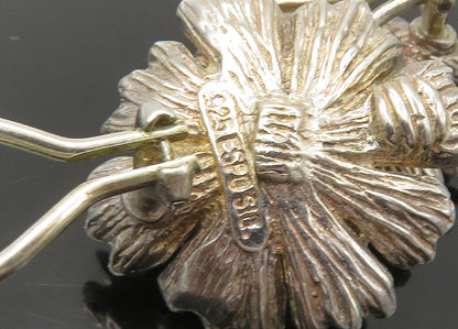 ESPO SIG 925 Silver & 14K GOLD  Vintage Flower Non Pierce Earrings  EG11091