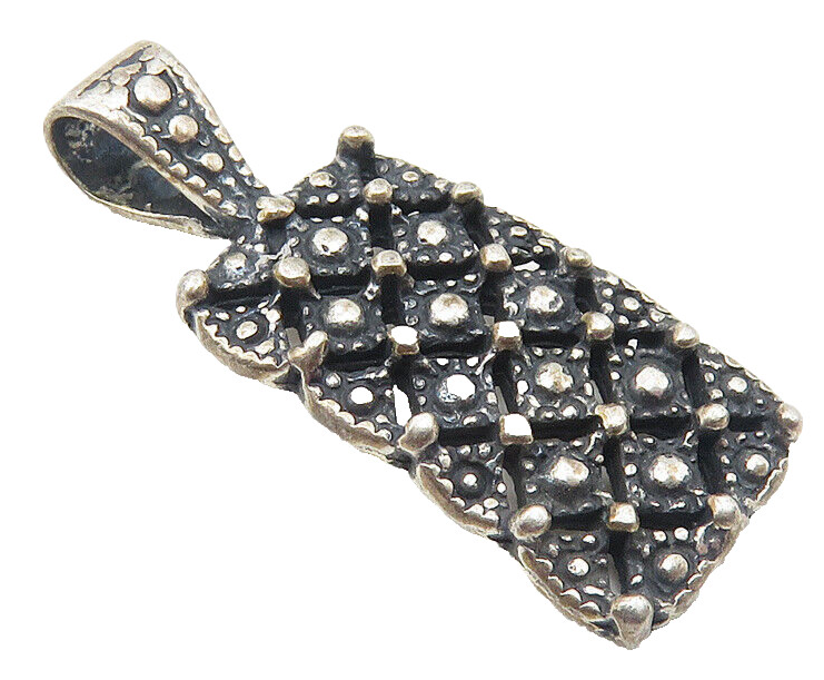 925 Sterling Silver  Vintage Oxidized Petite Floral Pattern Pendant  PT8205