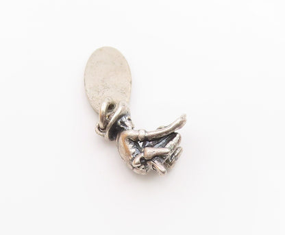 925 Sterling Silver  Vintage Petite Virginia City Kneeling Man Pendant PT15913