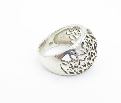 925 Sterling Silver  Shiny Floral Vine Cutout Design Band Ring Sz 9  RG7877