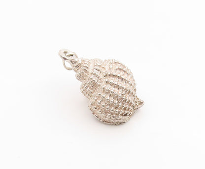 925 Sterling Silver Vintage Pendant Classic Textured Conch Shell Charm  PT26279