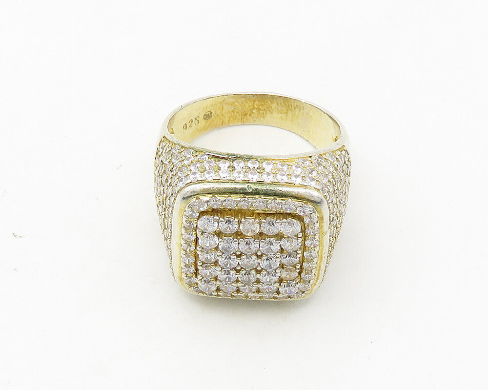 925 Sterling Silver  Cubic Zirconia Encrusted Dome Band Ring Sz 11  RG18767