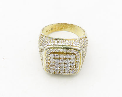 925 Sterling Silver  Cubic Zirconia Encrusted Dome Band Ring Sz 11  RG18767