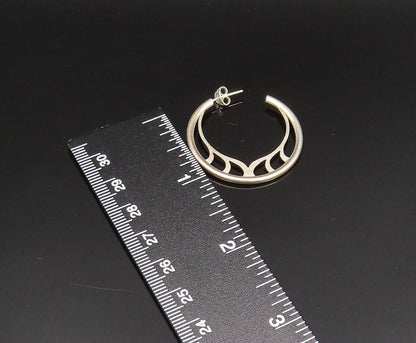 DESIGNER 925 Sterling Silver Vintage Flame Cutout Motif Hoop Earrings EG11822