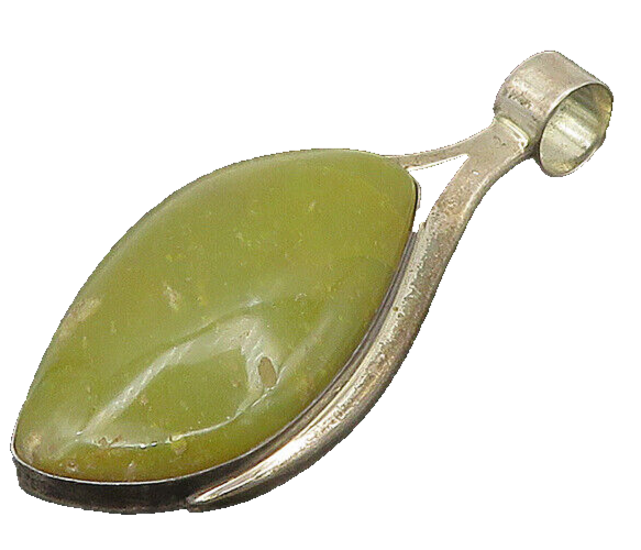 DTR JAY KING 925 Sterling Silver  Vintage Green Jasper Shiny Pendant  PT14461