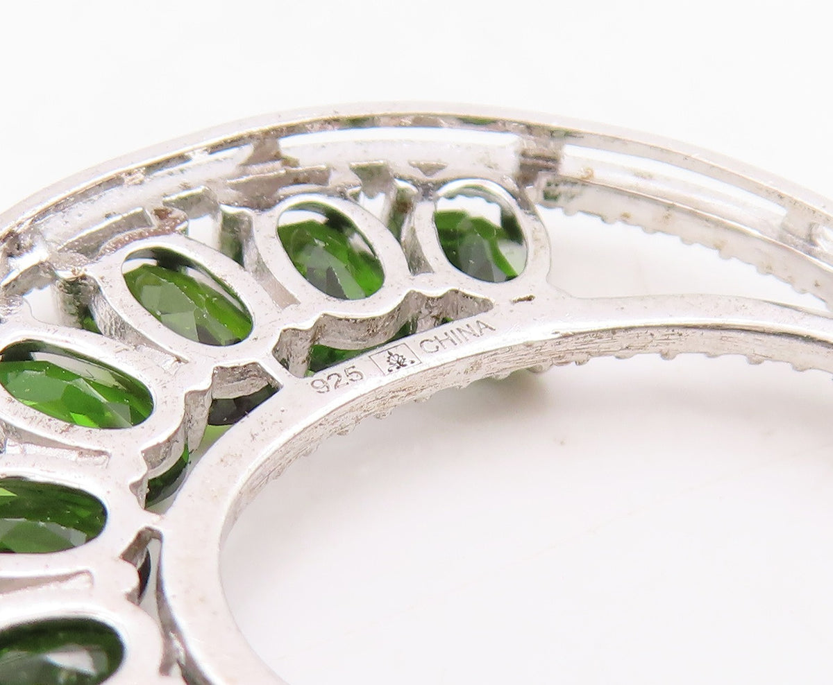 925 Sterling Silver Vintage Earrings Oval Gemstone Chandelier Dangles  EG13773