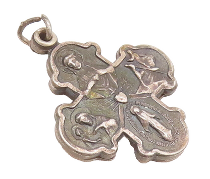 925 Sterling Silver Vintage Pendant Religious Carved Cross (OPENS)  PT22766
