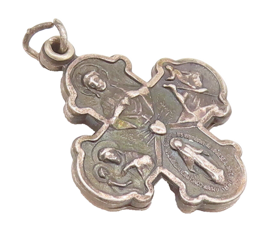 925 Sterling Silver Vintage Pendant Religious Carved Cross (OPENS)  PT22766