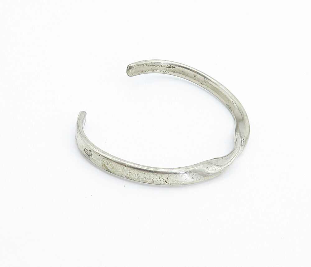 SERGIO LUB 925 Silver  Vintage Petite Shiny Twist Detail Cuff Bracelet  BT3105
