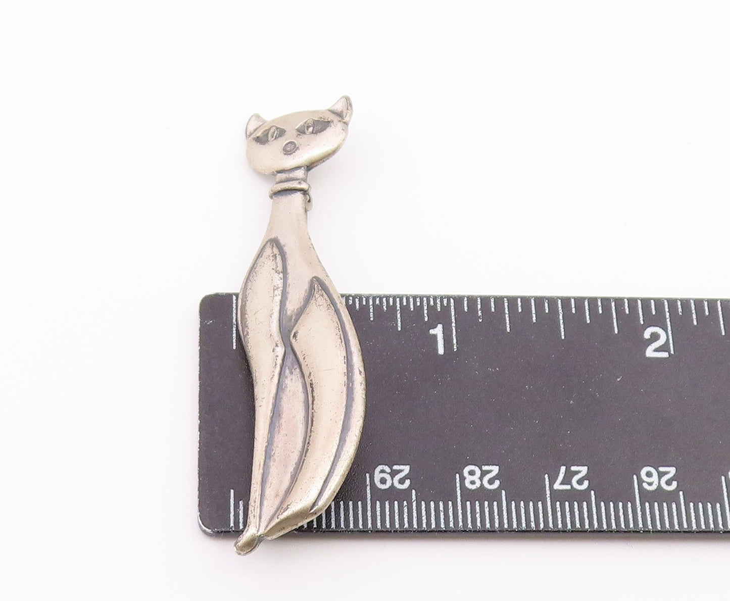 BEAUCRAFT 925 Sterling Silver  Vintage Sitting Kitty Cat Brooch Pin  BP9442