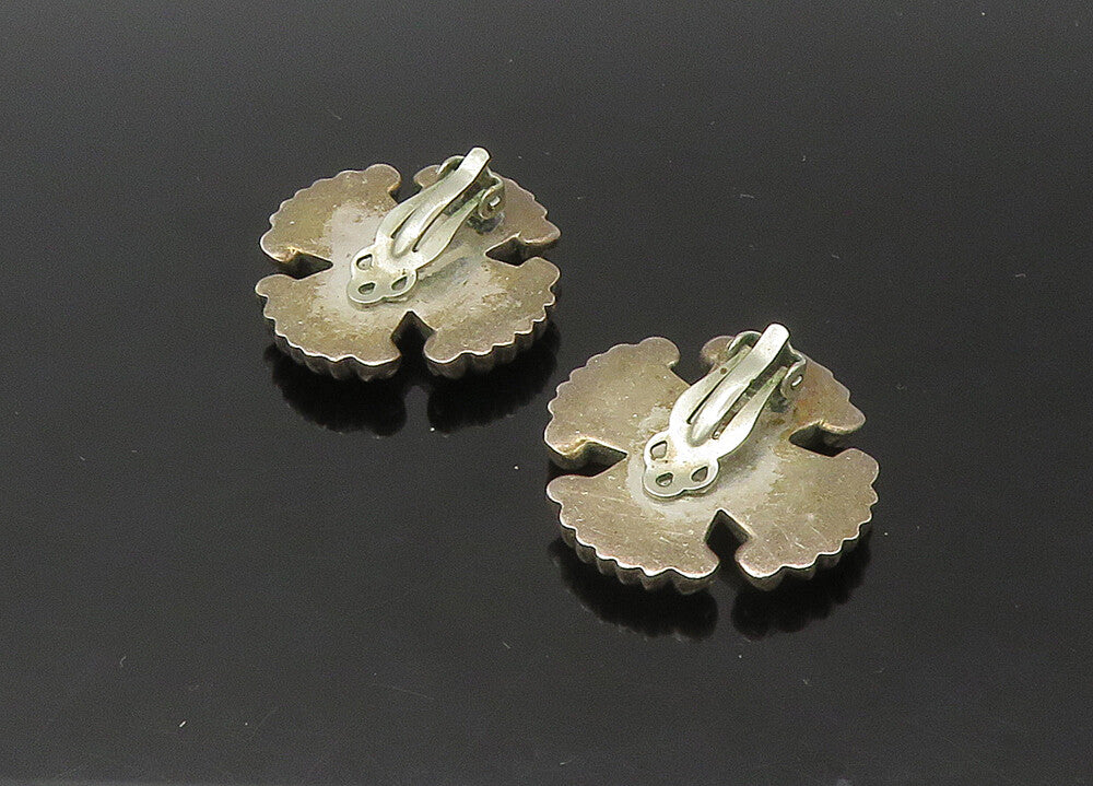 ZINA 925 Silver  Vintage Dark Tone Fluted Cross Non Pierce Earrings  EG11020