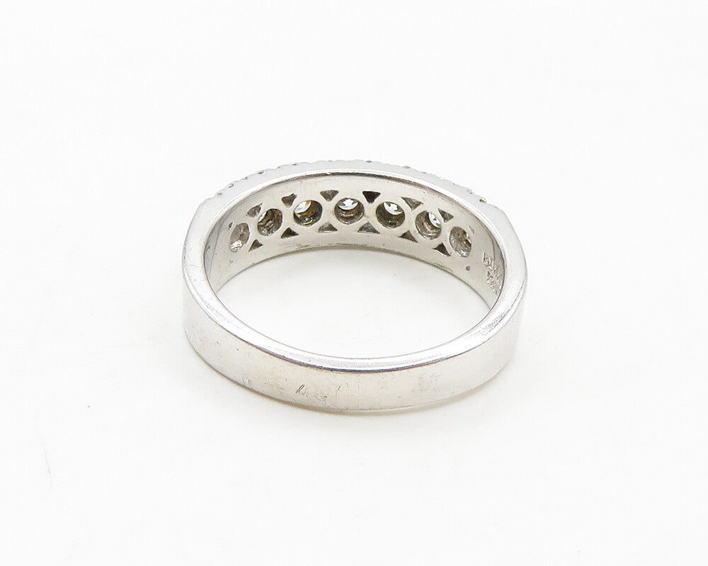 925 Sterling Silver  Cubic Zirconia Two Tone Swirl Band Ring Sz 7  RG19327
