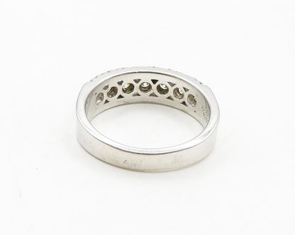 925 Sterling Silver  Cubic Zirconia Two Tone Swirl Band Ring Sz 7  RG19327