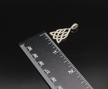925 Sterling Silver  Vintage Minimalist Celtic Knot Drop Pendant  PT21742
